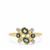Natural Green Sapphire Ring with White Zircon in 9K Gold 1ct