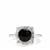 Type A Black Jadeite Ring with White Topaz in Sterling Silver 2.52cts