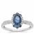 Thai Sapphire Ring with White Zircon in Sterling Silver 1ct
