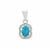 Neon Apatite Pendant with White Zircon in Sterling Silver 1.20cts