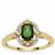 Chrome Diopside Ring with White Zircon in 9K Gold 1cts