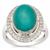 Fox Turquoise Ring with White Zircon in Sterling Silver 5.80cts