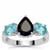 Madagascan Blue Sapphire, Madagascan Blue Apatite Ring with White Zircon in Sterling Silver 3.30cts