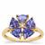 AAA Tanzanite Ring with White Zircon in 9K Gold 2.35cts