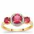Nigerian Rubellite Ring with White Zircon in 9K Gold 1.45cts