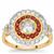 Ratanakiri Zircon, Ruby Ring with White Topaz in 9K Gold 2.50cts