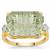 Lehrer Loom of Light Cut Prasiolite Ring with White Zircon in 9K Gold 11.20cts