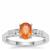 Mandarin Garnet Ring with White Zircon in Sterling Silver 1.39cts