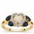 Coober Pedy Opal, Australian Blue Sapphire Ring with White Zircon in 9K Gold 1ct