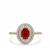 Burmese Ruby Ring with White Zircon in 9K Gold 1.45cts