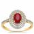 Burmese Ruby Ring with White Zircon in 9K Gold 1.45cts