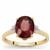 Malawi Garnet Ring with White Zircon in 9K Gold 3.50cts