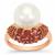 'The Supreme Pink Ring' South Sea Cultured Pearl Pink Tourmaline Ring with White Zircon in 9K Rose Gold (11mm)