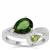 Chrome Diopside, Peridot Ring with White Zircon in Sterling Silver 2.16cts