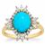 Sleeping Beauty Turquoise Ring with White Zircon in 9K Gold 2.75cts