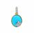 Sleeping Beauty Turquoise Pendant with White Zircon in 9K Gold 4.25cts