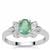 Zambian Emerald Ring with White Zircon in Sterling Silver 0.80ct