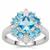 Swiss Blue Topaz Ring with White Zircon in Sterling Silver 2.30cts