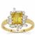 Yellow Sapphire Ring with White Zircon in 9K Gold 2.15cts