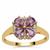 Unheated Purple Sapphire Ring with White Zircon in 9K Gold 1.30cts