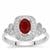 Burmese Ruby Ring with White Zircon in Sterling Silver 1.40cts