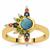 Crystal Opal on Ironstone Ring with Multi Gemstone in Gold Plated Sterling Silver