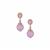 Purple Kunzite Earrings with White Zircon in Rose Gold Tone Sterling Silver 16.22cts