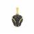 Black Spinel Pendant with Tsavorite Garnet in Gold Plated Sterling Silver 1ct