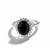 Black Sapphire Ring with White Zircon in Sterling Silver 3.75cts