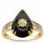 Black Spinel Ring with White Zircon in Gold Plated Sterling Silver 4.85cts