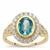 Blue Zircon Ring with White Zircon in 9K Gold 3.3.40cts