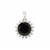 Black Spinel Pendant with White Topaz in Sterling Silver 5cts