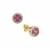 Ilakaka Hot Pink Sapphire Earrings with White Zircon in 9K Gold 1ct
