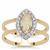 Ethiopian Opal Ring with White Zircon in 9K Gold 0.90ct