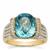 Blue Zircon Ring with Diamonds in 18K Gold 10.73cts 
