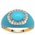 Sleeping Beauty Turquoise Ring with White Zircon in 9K Gold 1.95cts