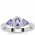 Tanzanite Ring with White Zircon in Sterling Silver 0.80ct