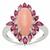 Peruvian Pink Opal Ring with Rhodolite Garnet in Sterling Silver 4.80cts