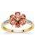 Nigerian Pink Tourmaline Ring with White Zircon in 9K Gold 1cts