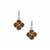 Tiger's Eye Earrings with White Zircon in Sterling Silver 7.40cts