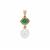 South Sea Cultured Pearl Pendant with  Zambian Emerald in 9K Gold (9mm x 8mm)