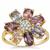 Multi-Colour Sapphire Ring with Diamond in 18K Gold 3.81cts