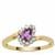 Purple Sapphire Ring with White Zircon in 9K Gold 0.45cts