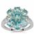 Madagascan Blue Apatite Ring with White Zircon in Sterling Silver 3.15cts
