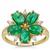 Sandawana Emerald Ring with White Zircon in 9K Gold 2.52cts