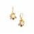 Golden South Sea Cultured Pearl Earrings with Multi Gemstones in Gold Plated Sterling Silver (8x8mm)