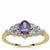 AA Tanzanite Ring with White Zircon in 9K Gold 0.75ct