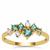 Indicolite Ring with White Zircon in 9K Gold 0.60ct
