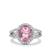 Natural Pink Fluorite Ring with White Zircon in Platinum Plated Sterling Silver 5.51cts