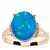 Ethiopian Paraiba Blue Opal Ring with White Zircon in 9K Gold 2.71cts